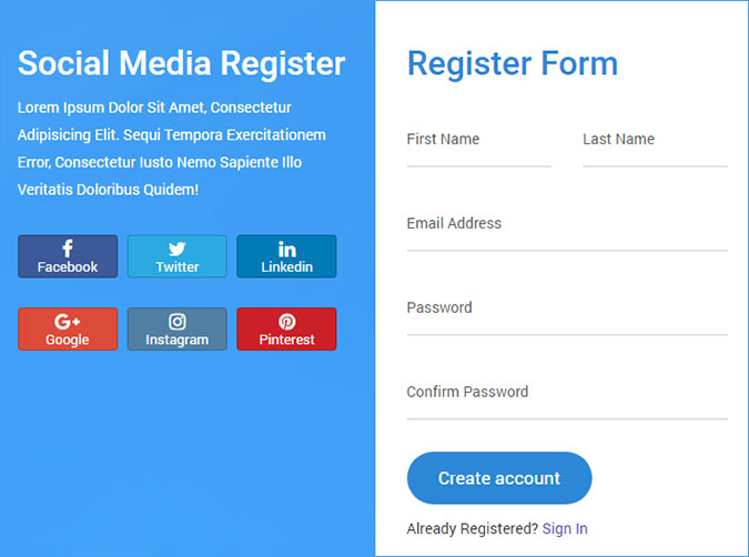 php registration form